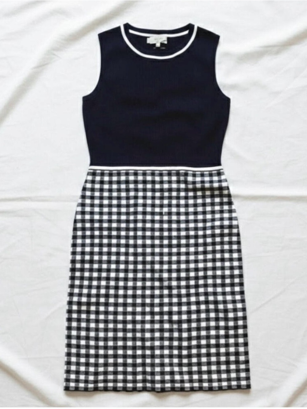 Hobbs London Saffi Knitted Dress Navy Ivory Womens 6
